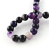 Dyed Natural Striped Agate/Banded Agate Round Bead Strands G-R342-4mm-03-3