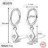 Anti-Tarnish Rhodium Plated Platinum 925 Sterling Silver Dangle Hoop Earrings for Women GN7396-3-1