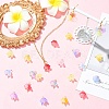 20Pcs Glass & Acrylic Flower Pendants PALLOY-YW00107-01-4