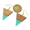 Resin & Walnut Wood Triangle Dangle Earrings EJEW-JE05505-03-2