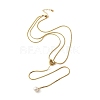 304 Stainless Steel Round Shell Pearl Pendant Lariat Necklaces for Women NJEW-U031-03G-3