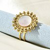 Flat Round 304 Stainless Steel White Shell Finger Rings for Women RJEW-G346-08G-02-3