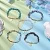 Natural Gemstone Chip & Cube Non-magnetic Synthetic Hematite Beaded Stretch Bracelets BJEW-JB10630-01-2