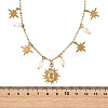 304 Stainless Steel & 201 Stainless Steel Sun Star Pendant Necklaces with Natural Pearl Beads for Women NJEW-JN06527-4