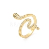 Snake Brass Micro Pave Clear Cubic Zirconia Open Cuff Rings for Women RJEW-G343-28G-4