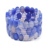 Dyed & Heated Natural Agate Oval Beaded Stretch Bracelet G-E010-01-18-1