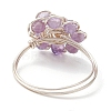 Flower Natural Black Spinel & Amethyst & Agate & Apatite & Lapis Lazuli Finger Rings RJEW-JR00764-5