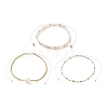 3Pcs 3 Style Natural Pearl & Glass Seed Beaded Stretch Bracelets Set for Women BJEW-JB08889-4