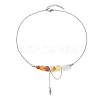 4Pcs 4 Styles Natural Mixed Stone Round Graduated Beaded Pendant 304 Stainless Steel Cable Chain Necklaces for Women NJEW-TA00242-5