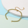 Two Tone Handmade Brass Curb Chain Bracelet Makings X-AJEW-JB00850-01-3