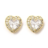Clear Cubic Zirconia Heart Stud Earrings EJEW-K093-21G-2