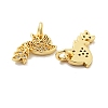 Pigeon with Leaf Brass Micro Pave Clear Cubic Zirconia Charms KK-G425-13G-2