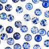 Blue and White Floral Printed Glass Cabochons GGLA-A002-12mm-XX-1
