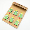 Cartoon Christmas Tree Wooden Note Pegs Clips AJEW-S009-03-1