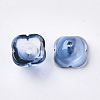 4-Petal Two Tone Transparent Spray Painted Glass Bead Caps X-GGLA-S054-009D-01-2