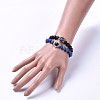 Natural Black Agate(Dyed) Bead and Natural Lapis Lazuli(Dyed & Heated) Bead Stretch Bracelet Sets BJEW-JB04298-03-4