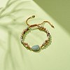 Teardrop Gemstone Braided Bead Bracelet BJEW-JB08116-4
