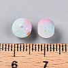 Frosted Baking Paint Crackle Glass Beads with Glitter Powder DGLA-T004-6mm-01L-2