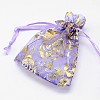Gold Stamping Rose Flower Rectangle Organza Gift Bags OP-L006A-01-2