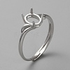 Rhodium Plated 925 Sterling Silver Adjustable Ring Findings FIND-WH0152-384-2