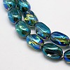 Full Rainbow Plated Crystal Glass Oval Beads Strands EGLA-F026-A06-1