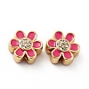 Flower Brass Micro Pave Clear Cubic Zirconia Beads KK-G419-06G-3