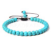 Synthetic Turquoise Round Bead Adjustable Braided Bracelets UO3136-17-1