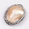 Oval Natural Shell Beads BSHE-E005-02-2