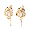Brass Micro Pave Clear Cubic Zirconia Heart Earring Hooks KK-A274-15G-1