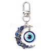 Alloy Moon & Natural & Synthetic Gemstone Chip Beads & Resin Evil Eye Pendant Decorations HJEW-JM02342-3