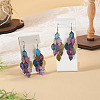 2 Pairs 430 Stainless Steel Leaf Dangle Earrings EJEW-TA0001-83B-5