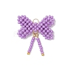 Glass Seed Beaded Bowknot Pendants PALLOY-MZ01055-05-1