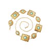 Oval Rectangle Alloy with Synthetic Turquoise Link Chain Waist Belly Chains for Dress FS-WG6F33A-01-5