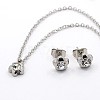 304 Stainless Steel Rhinestone Flower Jewelry Sets SJEW-F007-02-2