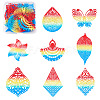 32Pcs 8 Style 430 Stainless Steel Filigree Pendants STAS-BY0001-05-2
