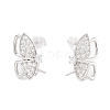 925 Sterling Silver with Cubic Zirconia Stud Earrings Findings EJEW-B038-01P-1