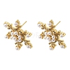 Snowflake Brass Micro Pave Clear Cubic Zirconia Stud Earrings EJEW-H180-27G-4