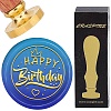 Brass Wax Seal Stamp with Wood Handle AJEW-WH0412-0355-1