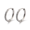 316 Surgical Stainless Steel Pave Clear Cubic Zirconia Hoop Earrings Women EJEW-A109-01C-P-1