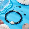 Adjustable 6mm Round Natural Lava Rock Braided Bead Bracelets BJEW-JB10615-02-2