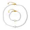 Beach Vacation Style Shell Cross Bracelets & Necklaces Set UW5607-1-1