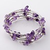 Natural  Amethyst Chip Warp Bracelets BJEW-JB01517-02-7
