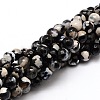 Faceted Natural Fire Crackle Agate Round Beads Strands X-G-E319C-6mm-06-1