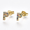 Brass Micro Pave Cubic Zirconia Ear Studs EJEW-S201-42P-2