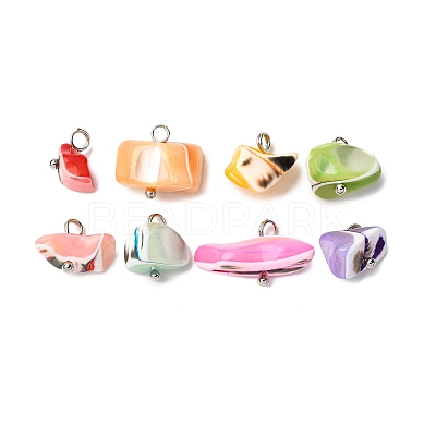 Dyed Natural Trochid Shell/Trochus Shell Pendants PALLOY-JF04483-01-1