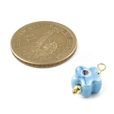 Star Shaped Evil Eye Glazed Porcelain Pendants PALLOY-JF02213-1