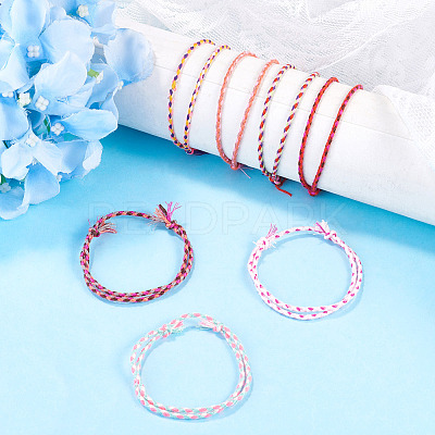 7Pcs 7 Colors Bohemian Cotton Cord Braided Bracelets BJEW-TA0001-29-1