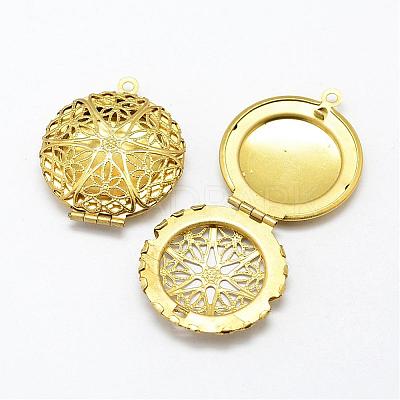 Brass Locket Pendants KK-P094-22-1