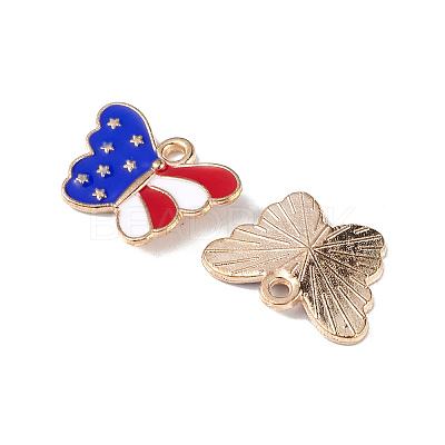 American Flag Style Alloy Enamel Pendants X-ENAM-K067-41-1