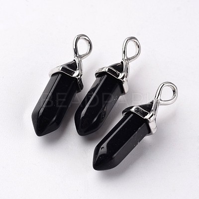 Bullet Natural Obsidian Pointed Pendants X-G-E332-A03-1
